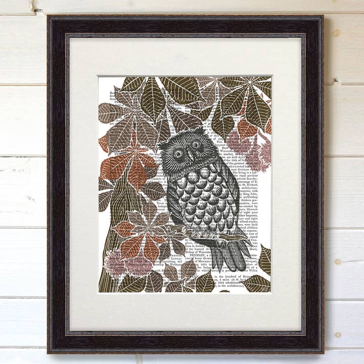 Country Lane Owl 3 Earth Book Print / Art Print / Wall Art for wholesale by FabFunky Ltd