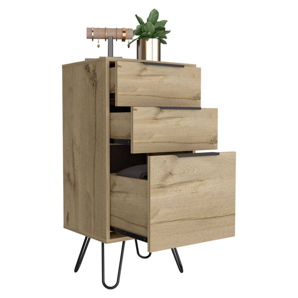 Treevol Furniture - Wholesale Bedroom Furniture - Skyoner Dresser, Hairpin Legs, Light Oak Finish5