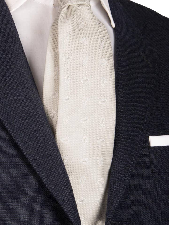 Pearl Gray Silk Ceremony Tie Tone-on-Tone Paisley CY6607 for wholesale by Graffeo Cravatte