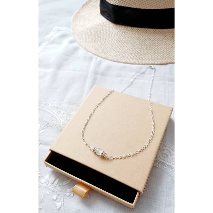 L'atelier du 6 - Vendita all'ingrosso Collana con ciondolo/pendaglio - Collana choker nuziale - catena d'argento con pietra di luna8