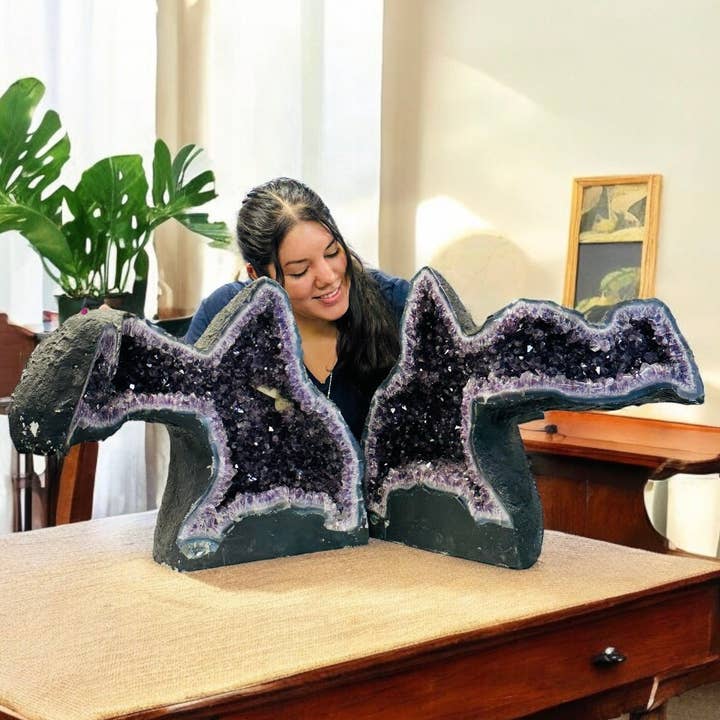 Géode de Cristal d'Améthyste - Ensemble de 2 Pièces - pour la vente par Rock Paradise