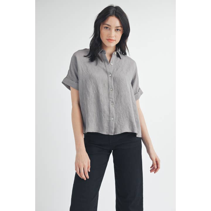 TEXTURED SHORT SLEEVE COLLAR SHIRT for wholesale by FUN2FUN