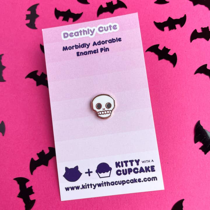 Kitty With A Cupcake - Wholesale Lapel Pin/Button - Skull Mini Enamel Pin2