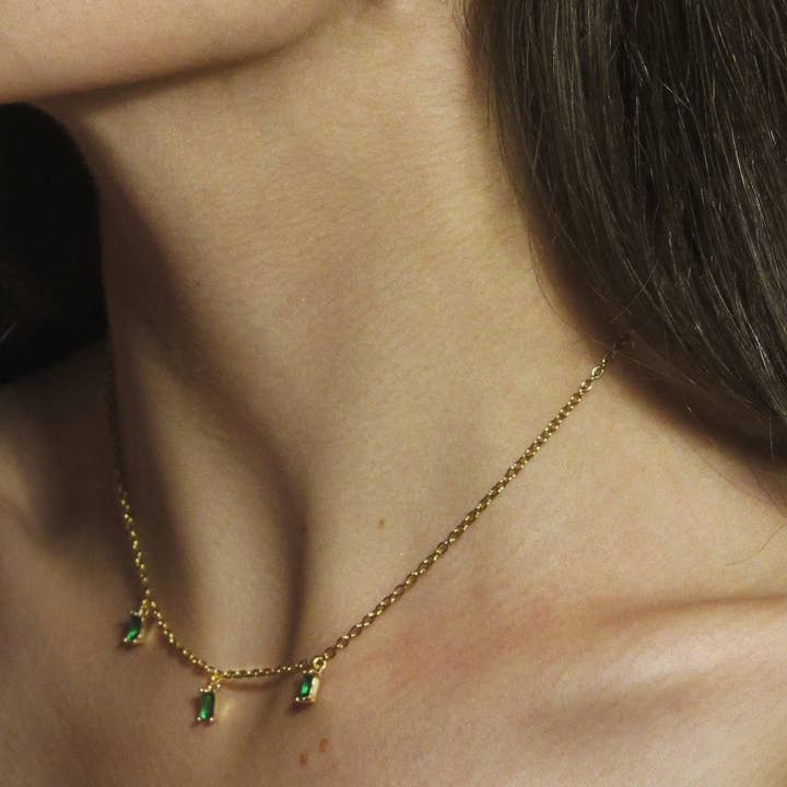 Orisit - Wholesale Pendant/Charm Necklace - Emerald Green Zircon Rhinestone Pendant Necklace3