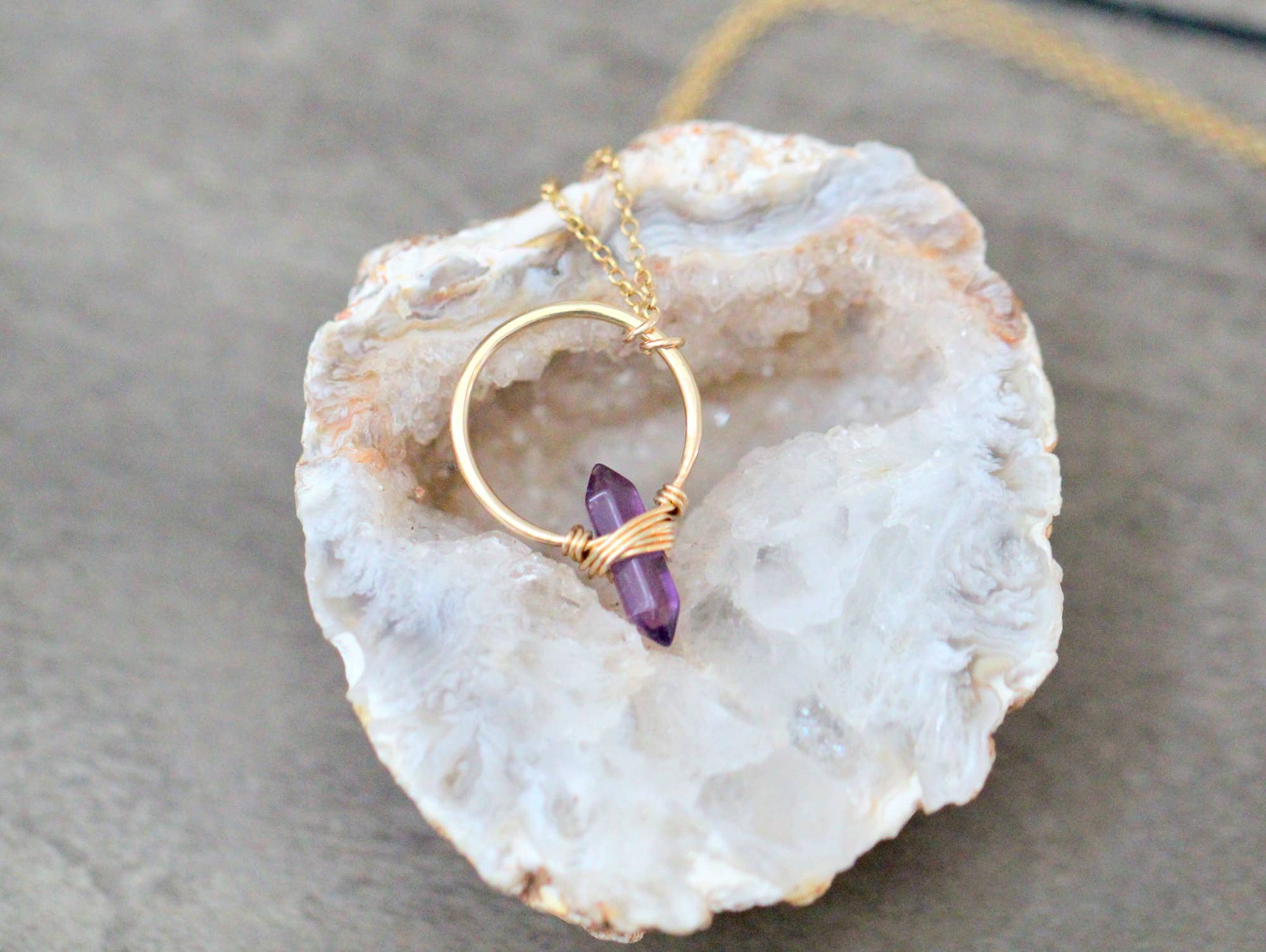 Saressa Designs - Wholesale Pendant/Charm Necklace - Crest Necklace - Amethyst4