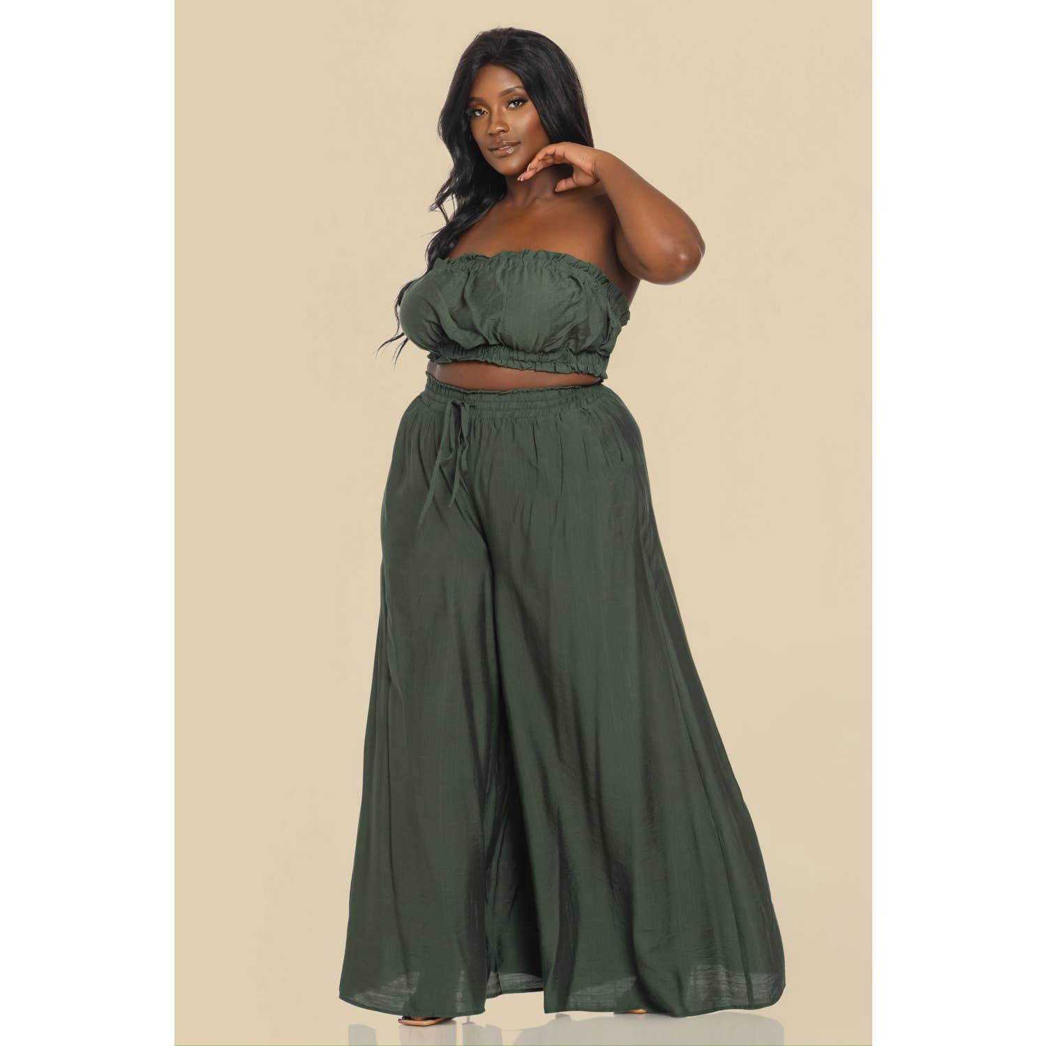 The Sang - Wholesale Top & Pant Set (NOT Loungewear) - Women's - PLUS SHIRRED TUBE TOP WITH MATCHING PALAZZO PANTS SET8