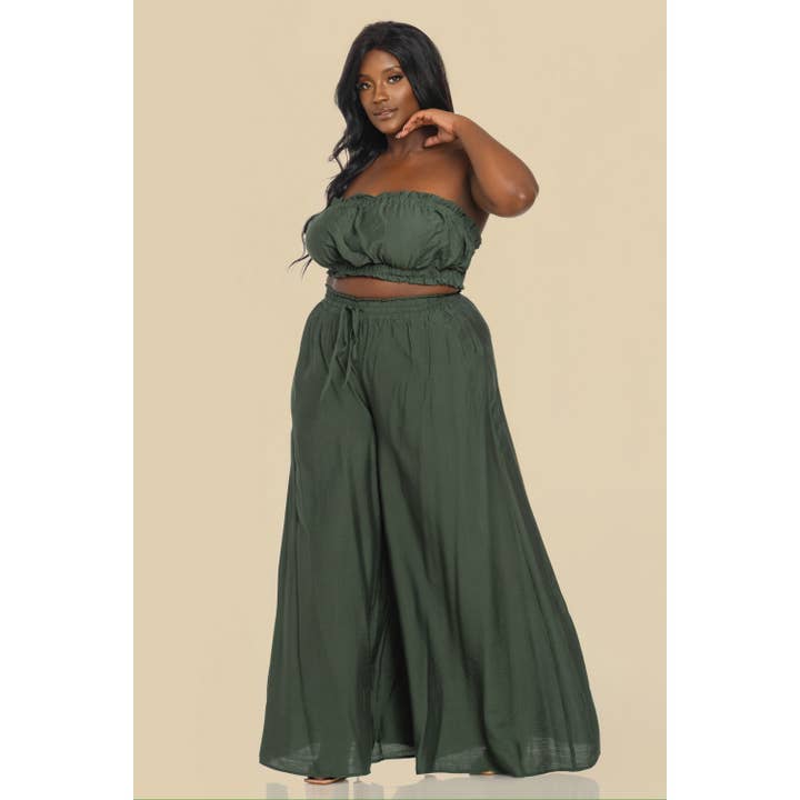 The Sang - Wholesale Top & Pant Set (NOT Loungewear) - Women's - PLUS SHIRRED TUBE TOP WITH MATCHING PALAZZO PANTS SET8