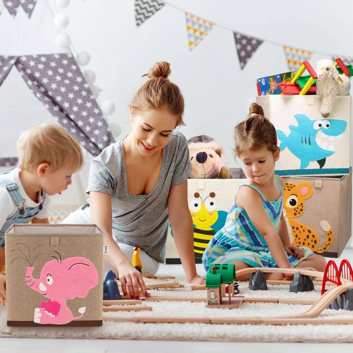 Zenker – wholesale Storage bin – Child & baby – Fabric storage box for children "pink elephant", compatible with Ikea Kallax Lifeney1