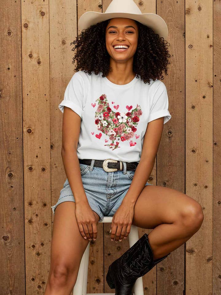 Damen Soft Graphic T-Shirt, Valentinstag, Huhn für den Großhandel von Khristee