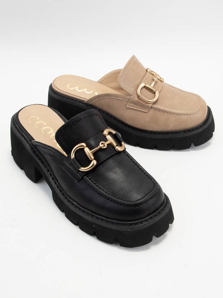 CCOCCI - Wholesale Loafers - Women's - LYNN CHUNKY PLATFORM HORSEBIT SLIP ON LOAFER MULE2