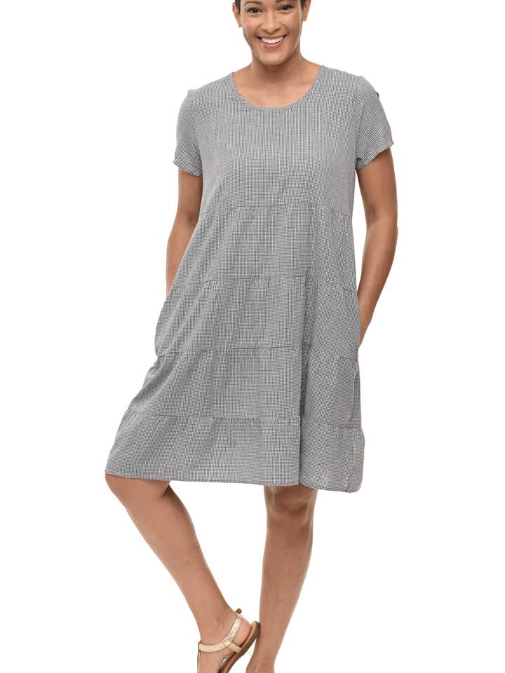 CV529 Ramsay Dress in Mallard Check* for wholesale by Tulip Clothing