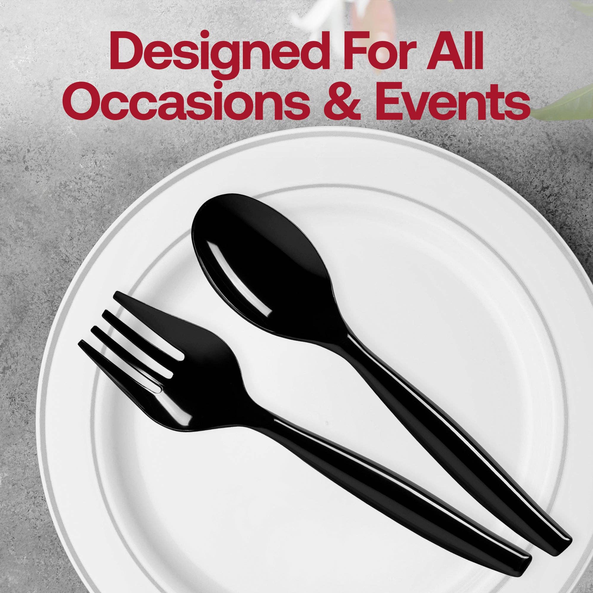 Smarty had a Party - Wholesale Serving Utensil - Black Disposable Plastic Serving Forks - 5 pcs6