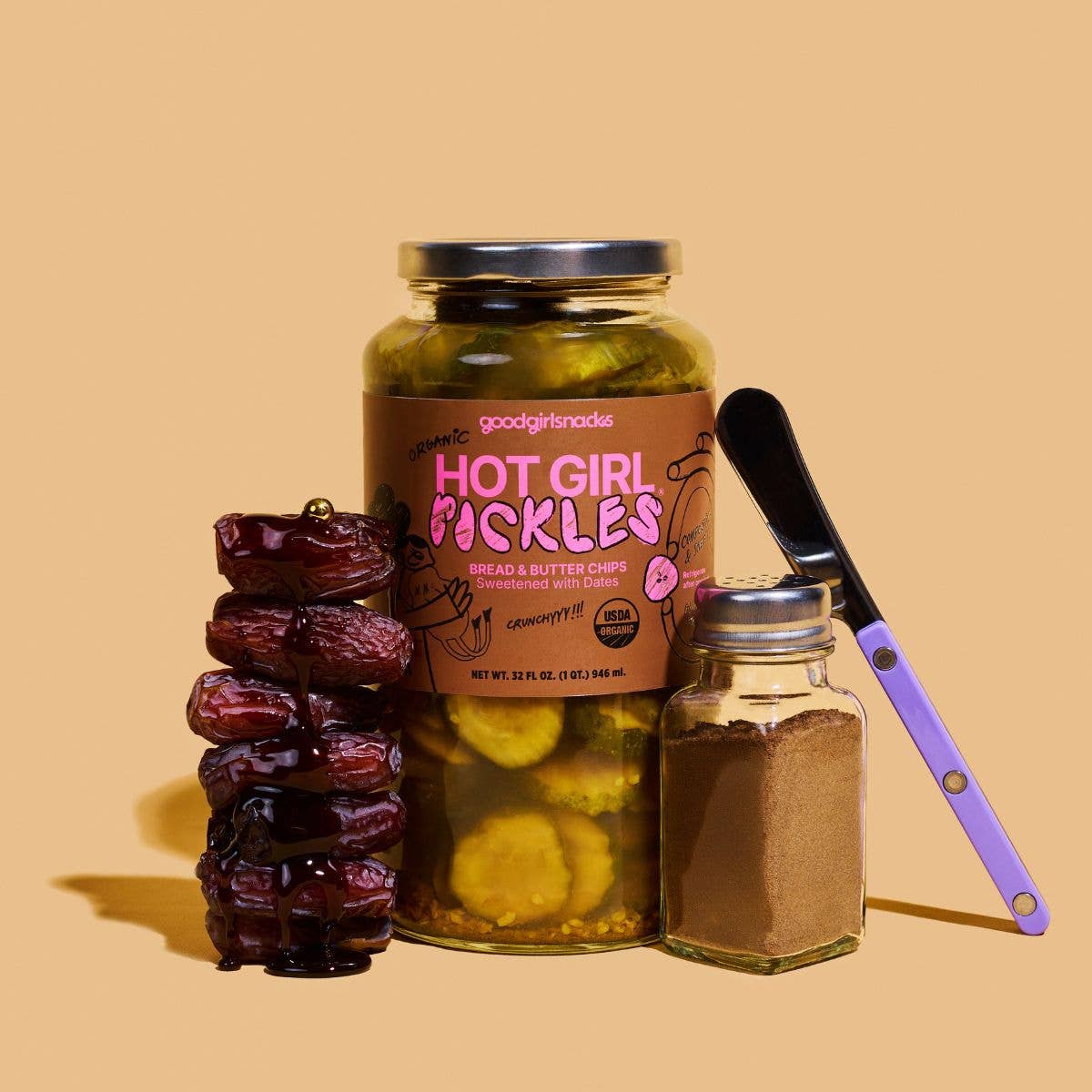 Good Girl Snacks - Wholesale Pickled Vegetables - HOT GIRL PICKLES Bread & Butter Chips (6 x 32oz jars)