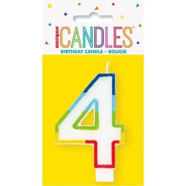 Party Expo, LLC - Wholesale Cake candle - Rainbow Border Number '4' Birthday Candle0