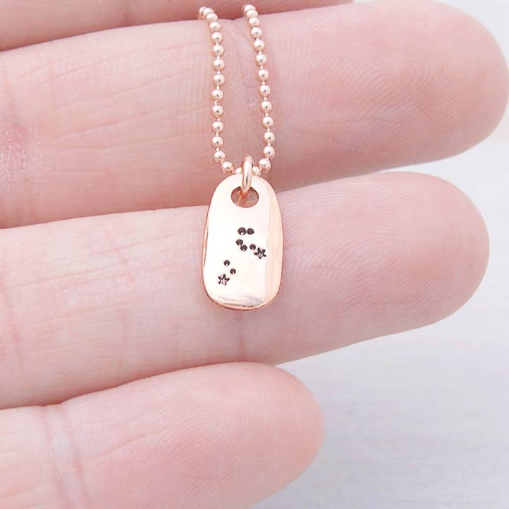 Charm Necklace for Women | Leo Rose Gold Constellation Zodiac Necklace for wholesale by Simpli Stamped