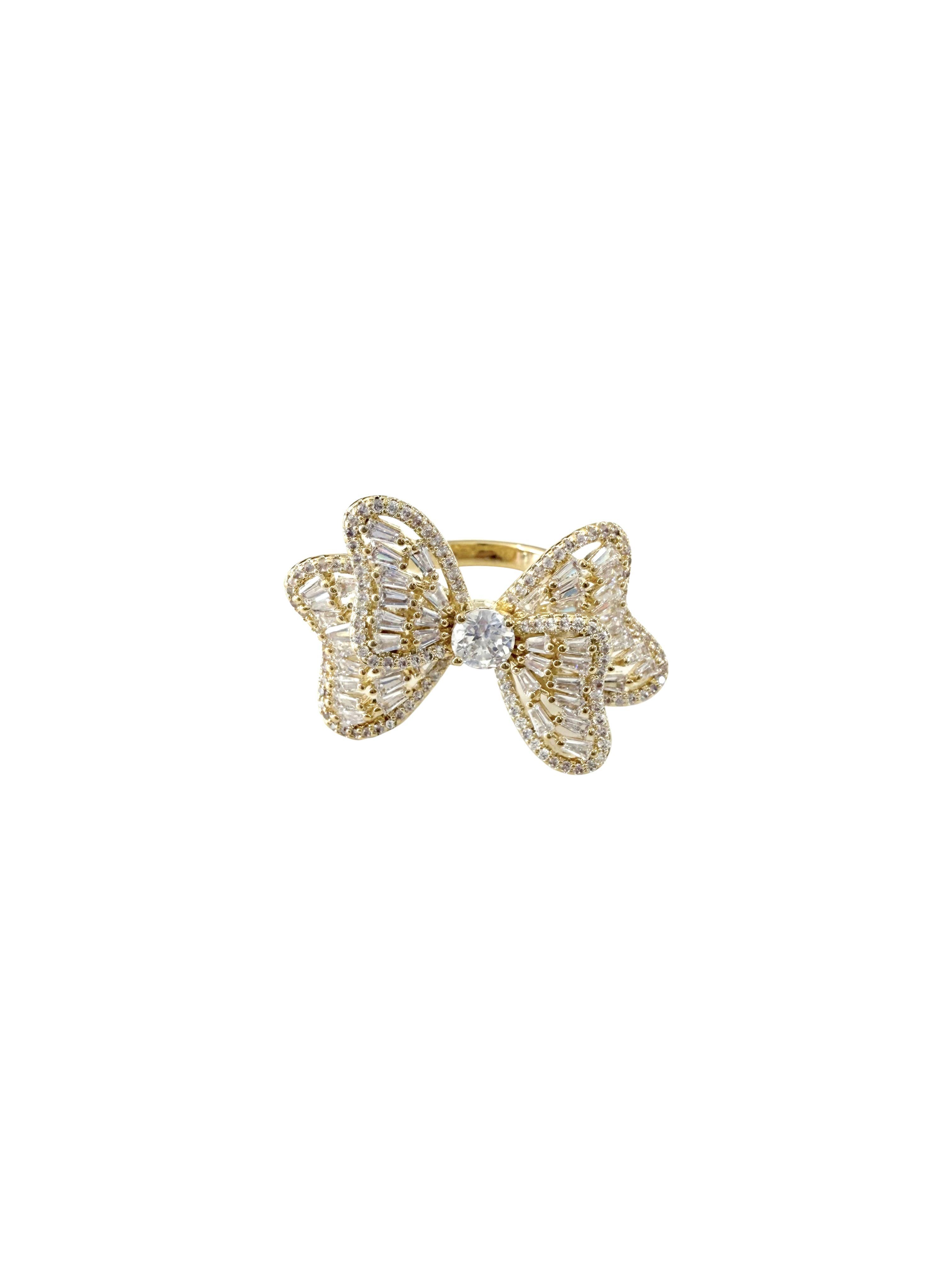 Gemelli - Wholesale Multi-Stone Ring - Sweet Bow Gold Plated CZ Ring0