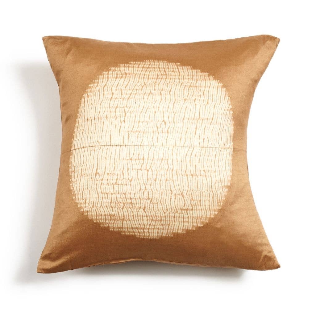 Variously - Wholesale Throw/Decorative Pillow - Shunya Gold Handcrafted Shibori Print Mulberry Silk Pillow0