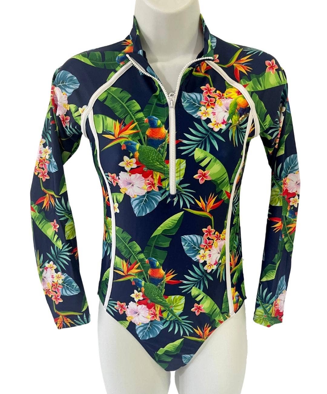 Tribe Tropical - Wholesale One Piece Swimsuit - Kids - Teenage Girl / Tween Long-Sleeve Swimsuit - 'Lorikeet Love'6