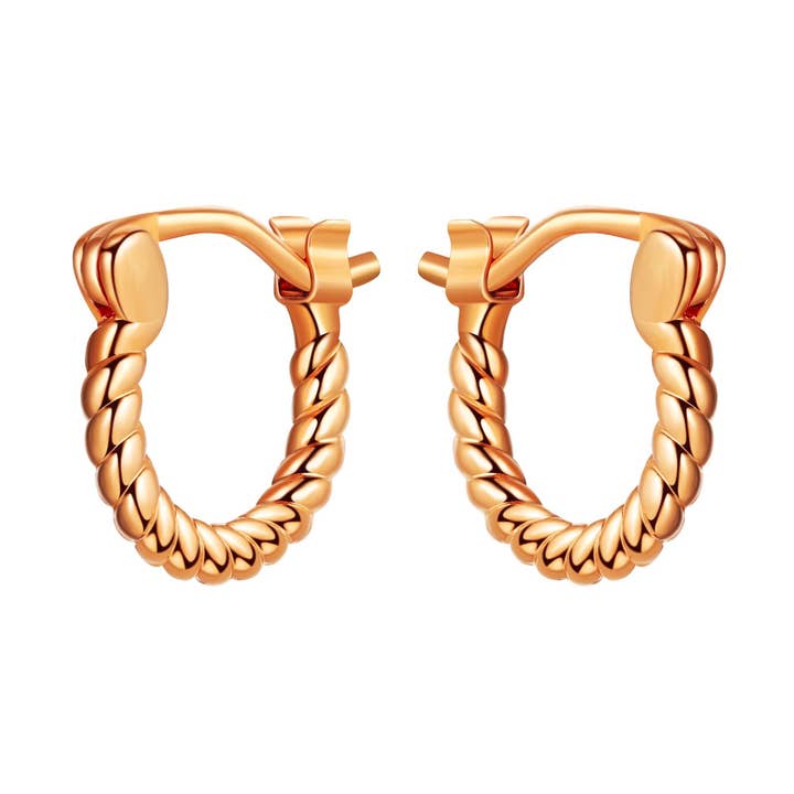 My Jewellery Story - Vendita all'ingrosso Orecchini a cerchio - Orecchini a cerchio Twist Rope Mix placcati in oro rosa0