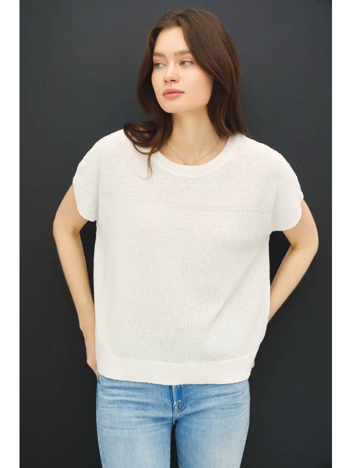 Be Cool - Wholesale Knit Sweater - Women's - TEXTURED CAP SLEEVE SWEATER TANK