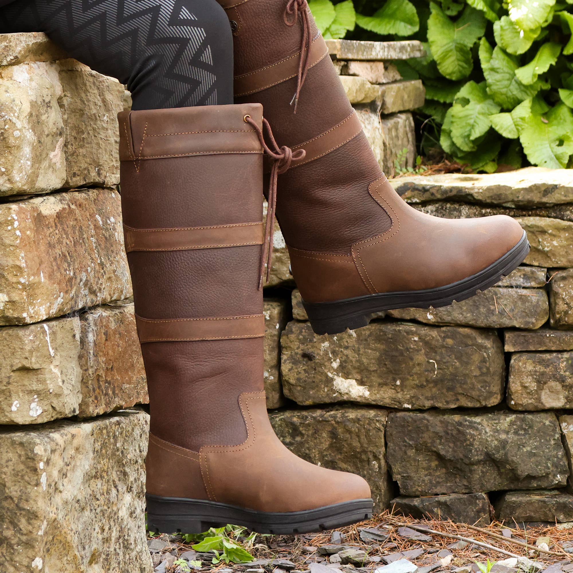 Brown WB167- Pembroke Classic Combo Country Boot in Tan-Chocolate for wholesale on Faire7