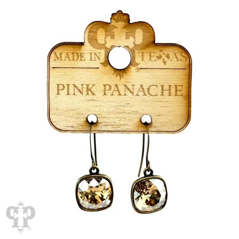 Pink Panache Brands - Wholesale Dangle Earrings - Austrian square crystal hook earring, 12mm25