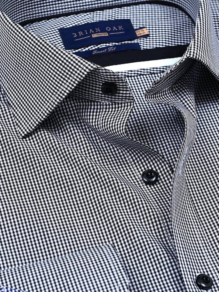 Camisa Mini Cuadros Negra para venta al por mayor de Brian Oak Limited