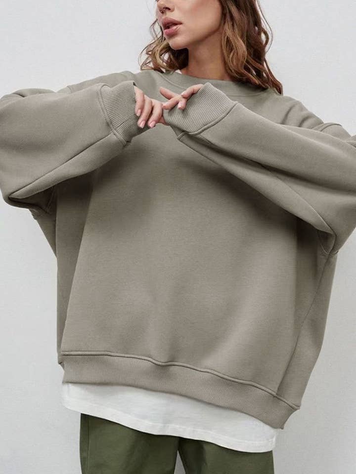 Beyond Apparel - Wholesale Sweatshirt - Women's - Oversize Round Neck Dropped Shoulder Sweatshirt19