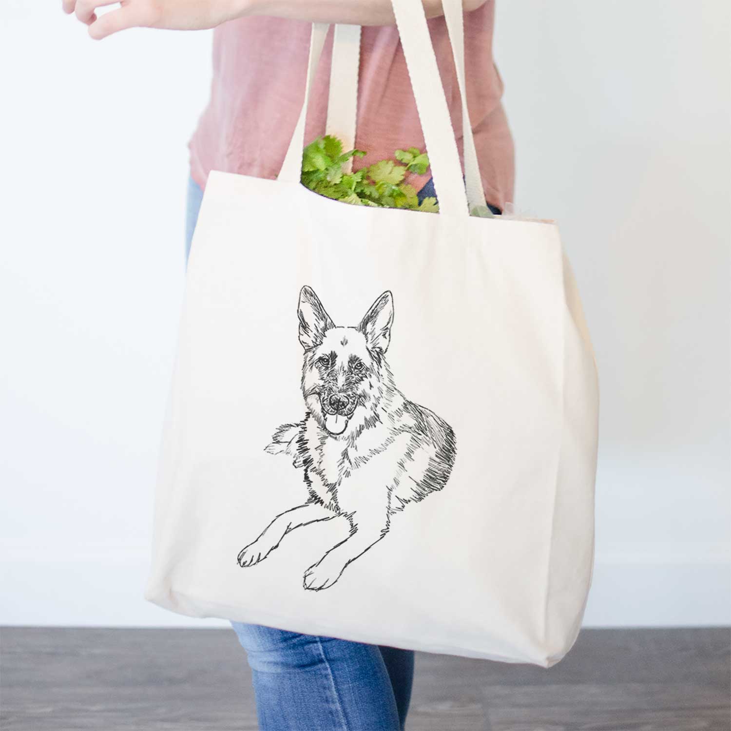 Beige Doodled Dixie the German Shepherd - Tote Bag for wholesale on Faire0