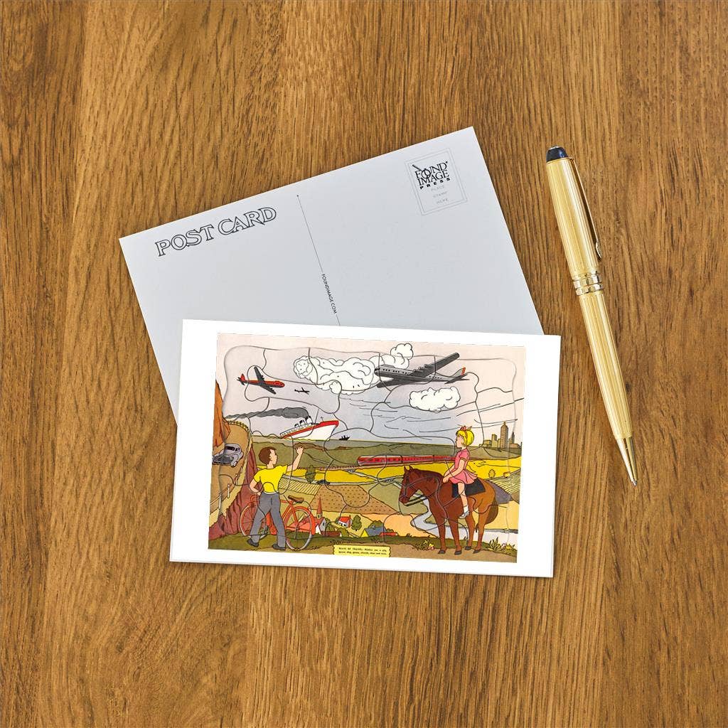 Found Image Press - Vente Cartes postales - Carte postale TR-228 Puzzle, Enfants et Transport1