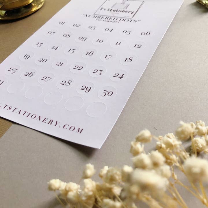 T's Stationery - Wholesale Sticker - "Numbered Dots" Sticker Sheet2