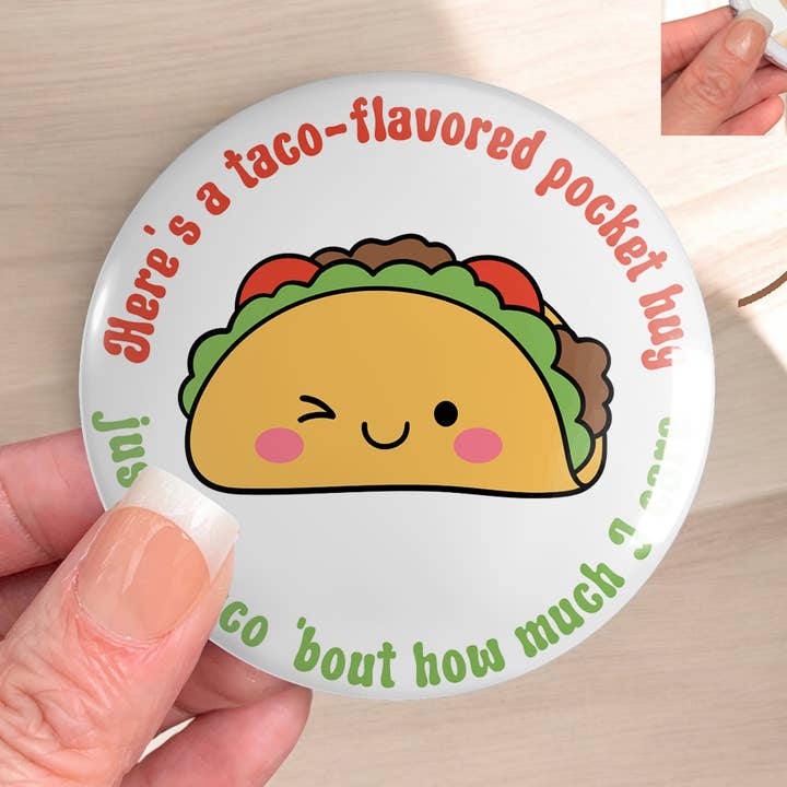 Tacos Pocket Hug Mirrors | Food-Themed | Kawaii Pocket Hug for wholesale by One Team Blessed