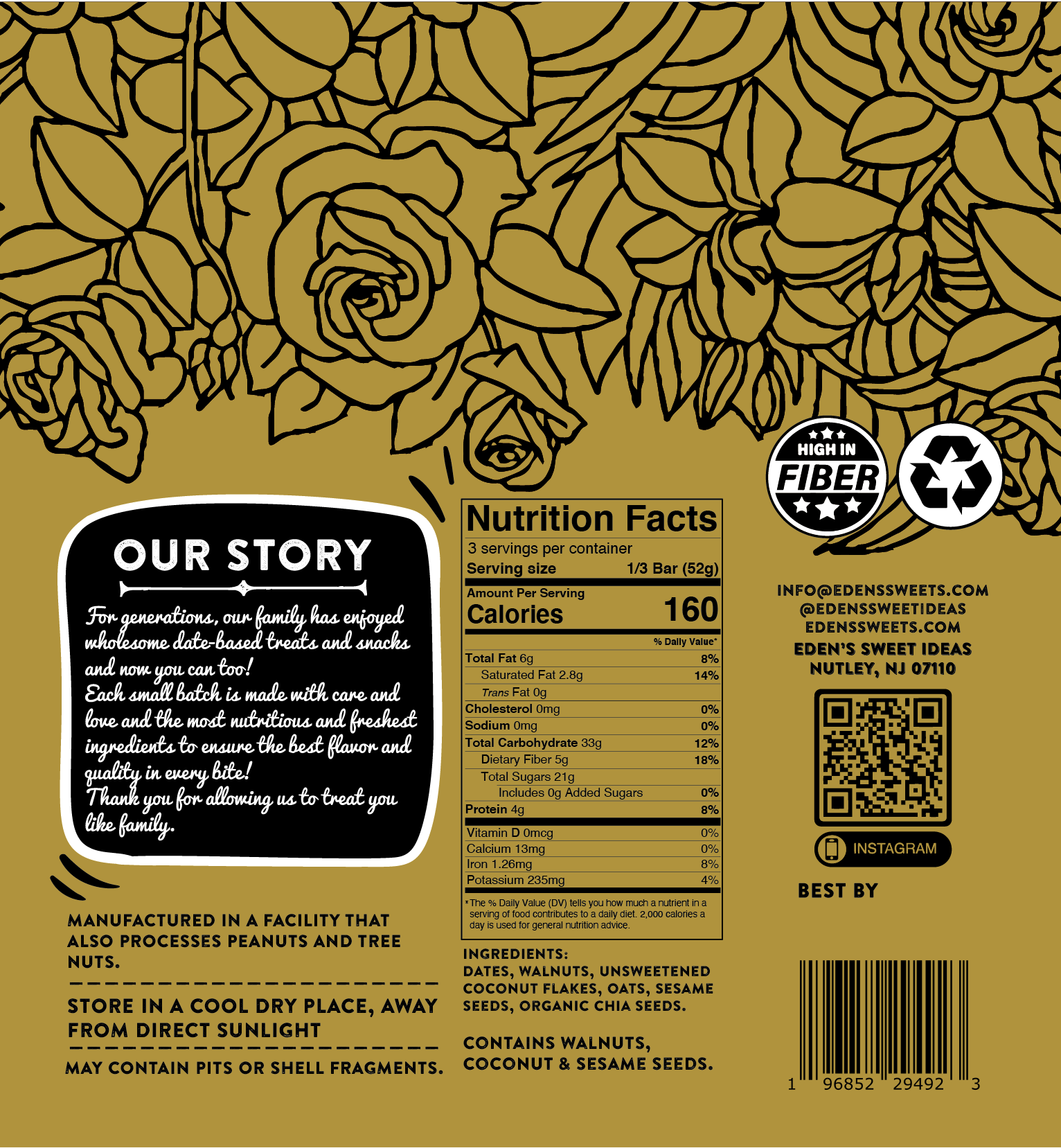 Eden's Unsinful Pleasures - Wholesale Snack Bar - Coconut Chia Wellness Bars5