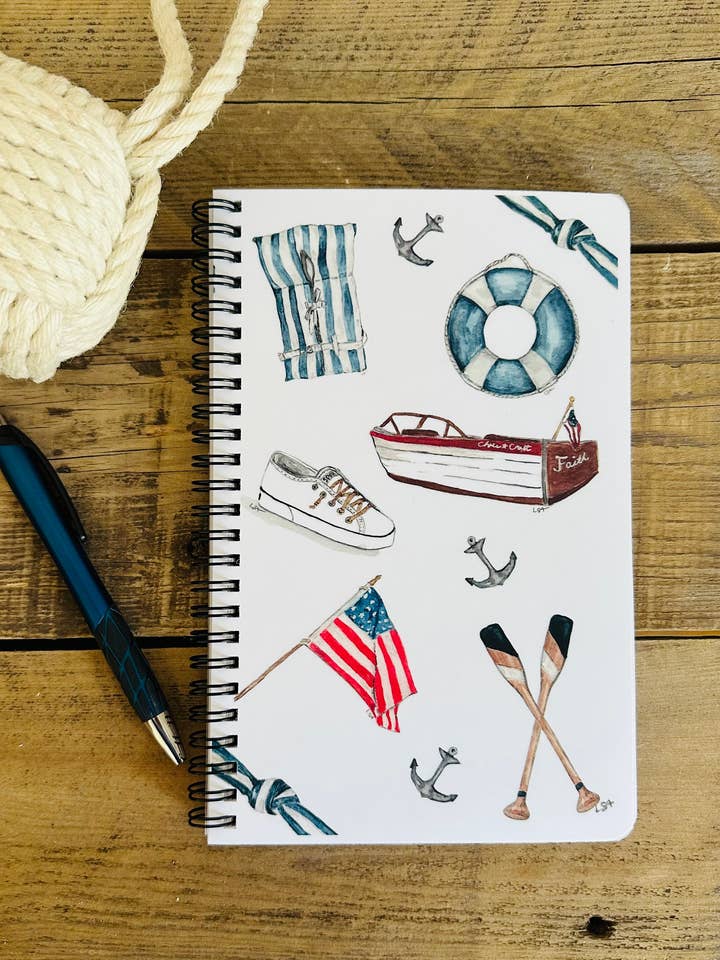 Journal à couverture souple illustrée à l'aquarelle classique américaine pour la vente par LSA-studio