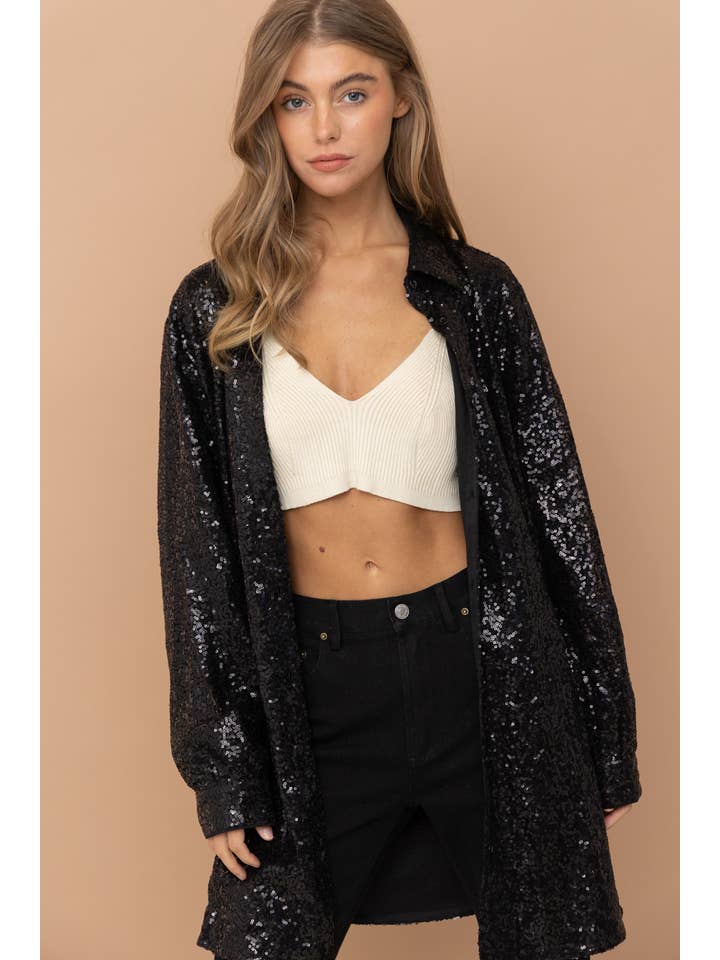 Blue B - Wholesale Jurk - Dames - 32404D - Mini glitterjurk met pailletten en knoopsluiting6