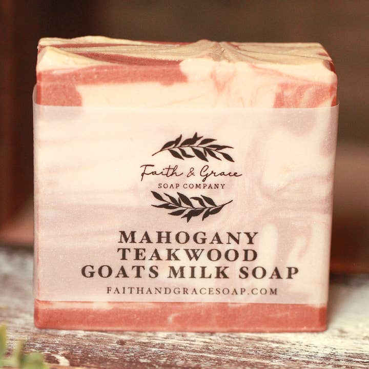 Mahogany Teakwood Goats Milk Bar Soap - 4.5 oz. for wholesale by Faith and Grace Soap Co.