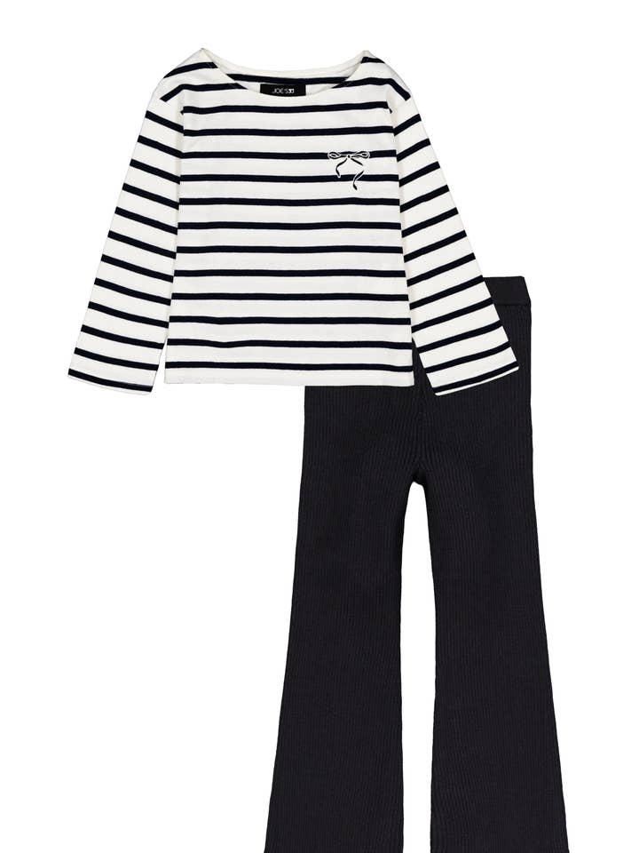 ENSEMBLE FILLE - LEGGING ÉVASÉ CÔTELÉ AVEC T-SHIRT À MANCHES LONGUES RAYÉ pour la vente par JOE'S JEANS - KIDS
