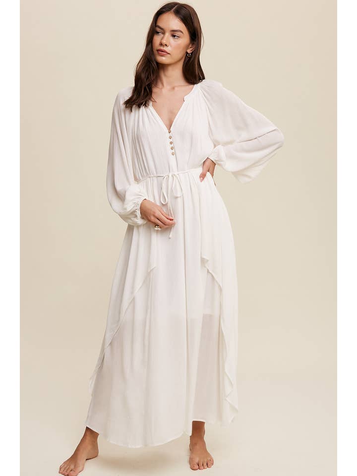 Sheer Trend – wholesale Klänning - Dam – Knapp Fram Drapey Maxi Klänning