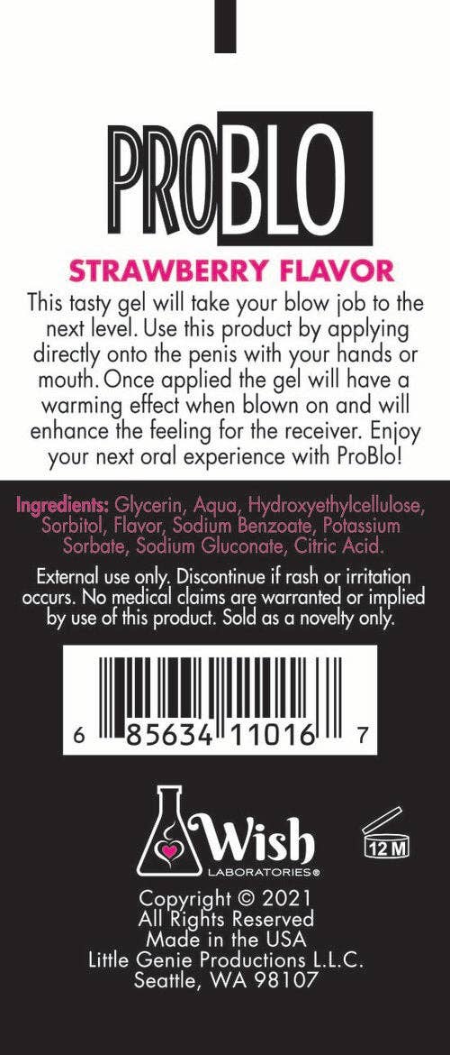Little Genie Productions - Wholesale Personal Lubricant - Pro Blo Oral Pleasure Gel- Strawberry2