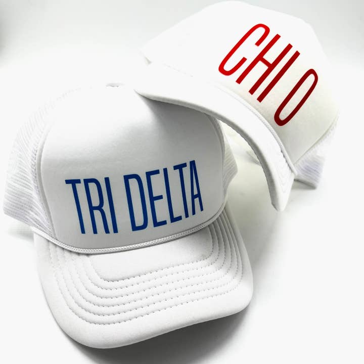 Sorority White Trucker Hat - Big Letters for wholesale by Sarahndipity Shop