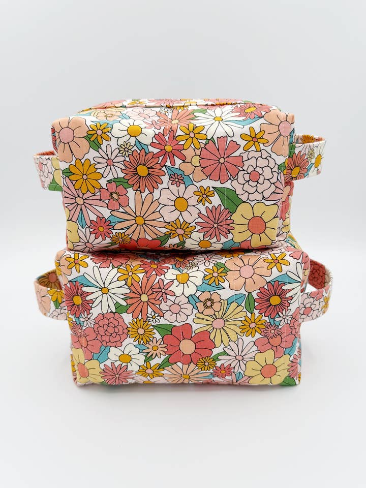 Handmade Quilted Boxy Bag w/ Handles and Zipper Closure for wholesale by Moonshadow Caravan