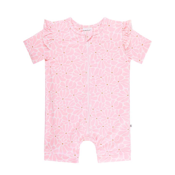 Day or Night Short Sleeve Frill Onesie - Hibiscus for wholesale on Faire5