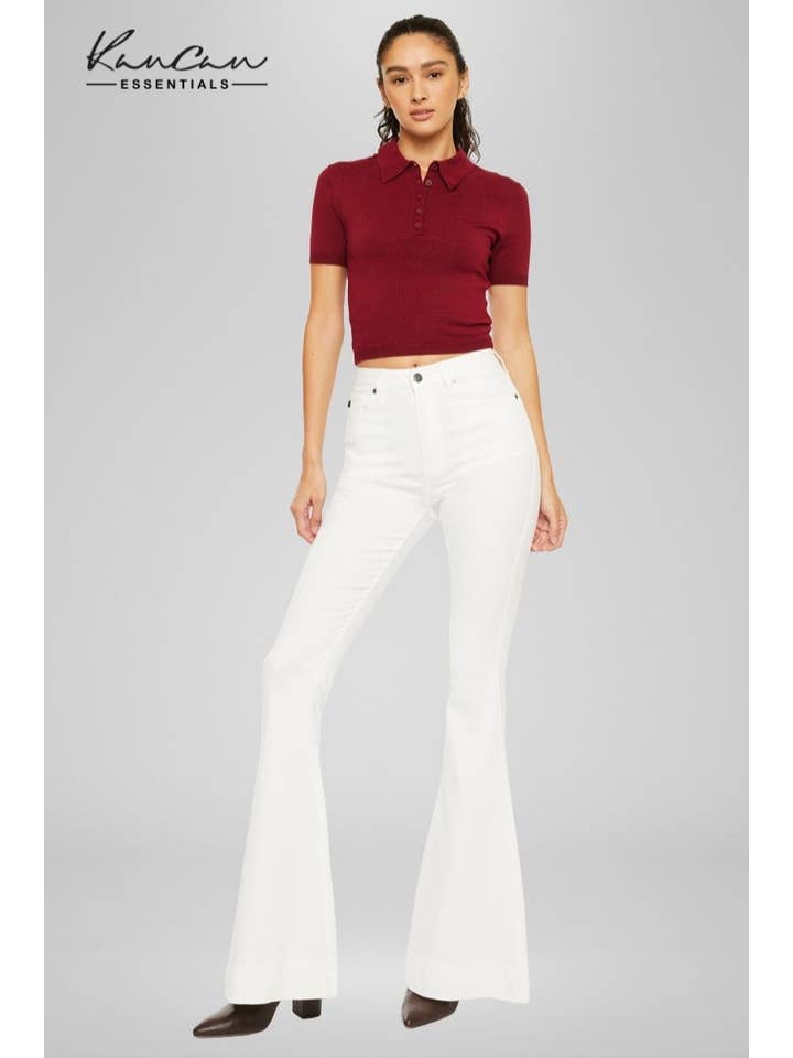 WHITE OPEN PACK WHIE HIGH RISE SUPER FLARE JEANS-KC11243WT for wholesale on Faire