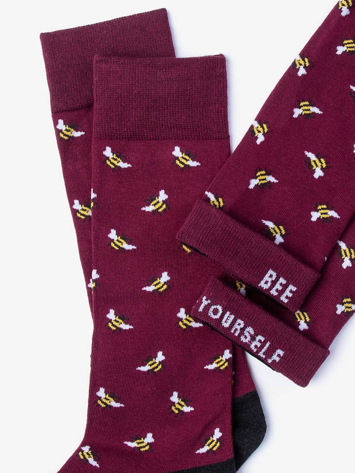 Alynn - Wholesale Socks - Unisex - Just Bee Yourself Honey Bee Bumble Bee Sock Alynn CLOSEOUT2
