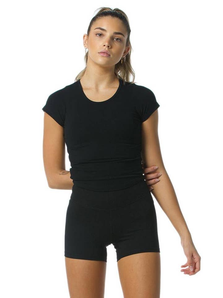 Cropped Tee Onyx for wholesale by Active Basics