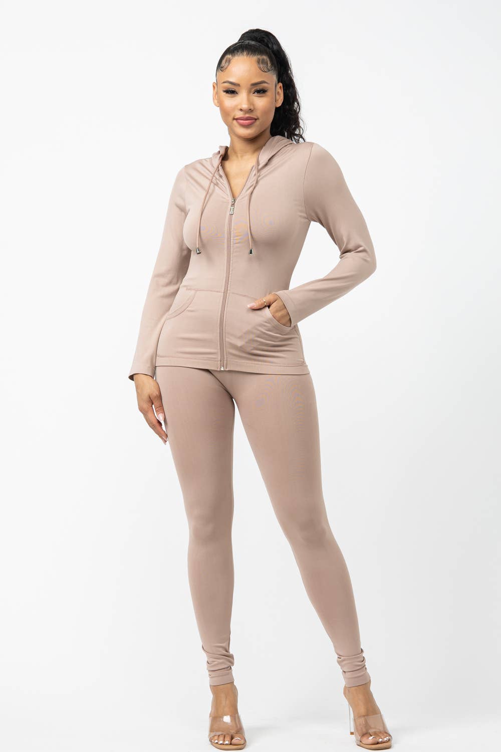 Julia by LoveJ - Wholesale Lounge Set - Women's - Seamless Zip Up Hoodie And Leggings Set13