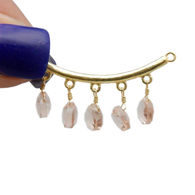 Jewelers Paradise - Vendita all'ingrosso Ciondolo/pendente - Ciondolo a doppia barra curva con pendenti in pietre preziose8