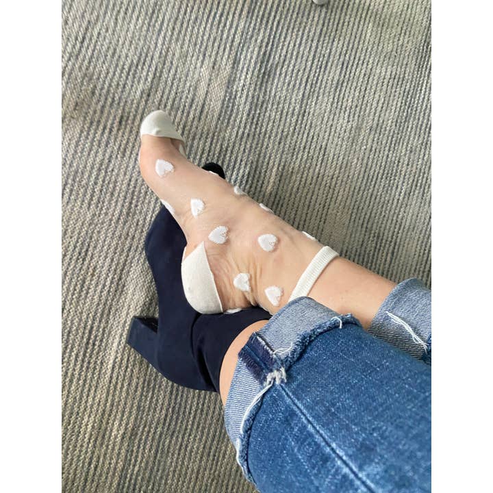 sockette - Wholesale Socks – Women's - Laure Transparent socks with white hearts1