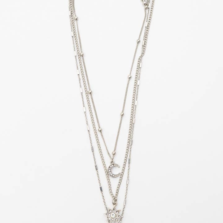 Leto Accessories - Wholesale Pendant/charm necklace - 🌙⭐ Celestial Layered Necklace - Moon and Star Charms 🌜✨2