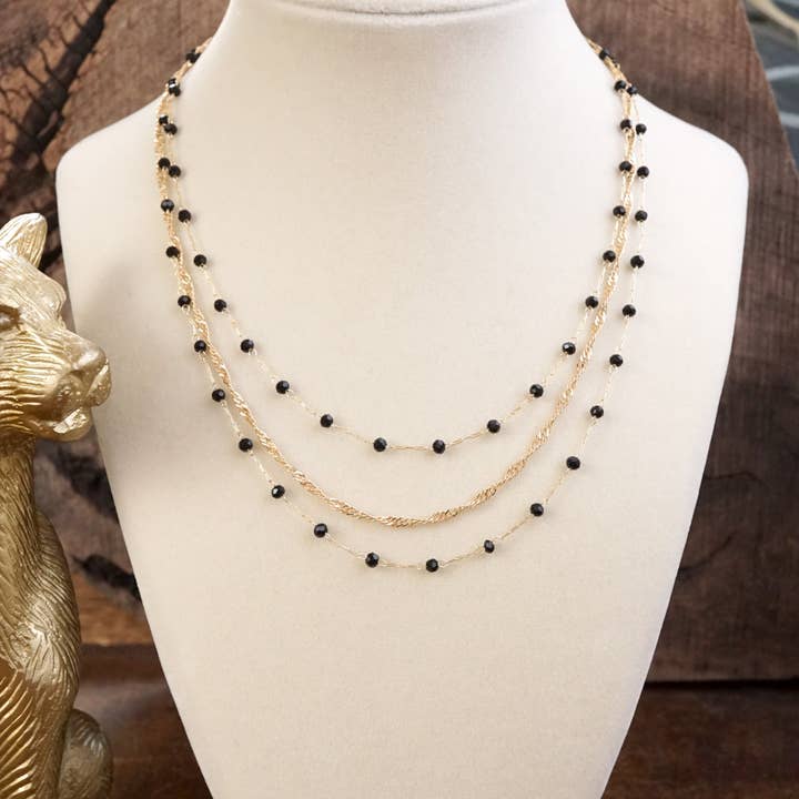 PennyLine inc - Wholesale Beaded/Pearl Necklace - Layered Whispers – Multi-Strand Dainty Beaded and Chain Necklace